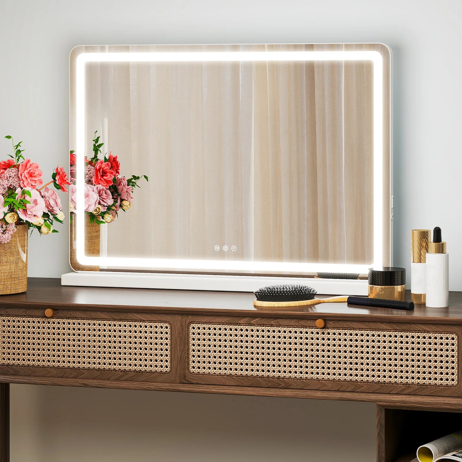JHK LED Vanity Mirror with Lights Aluminum Frame Dimmable 3 Color Modes Makeup Mirror
