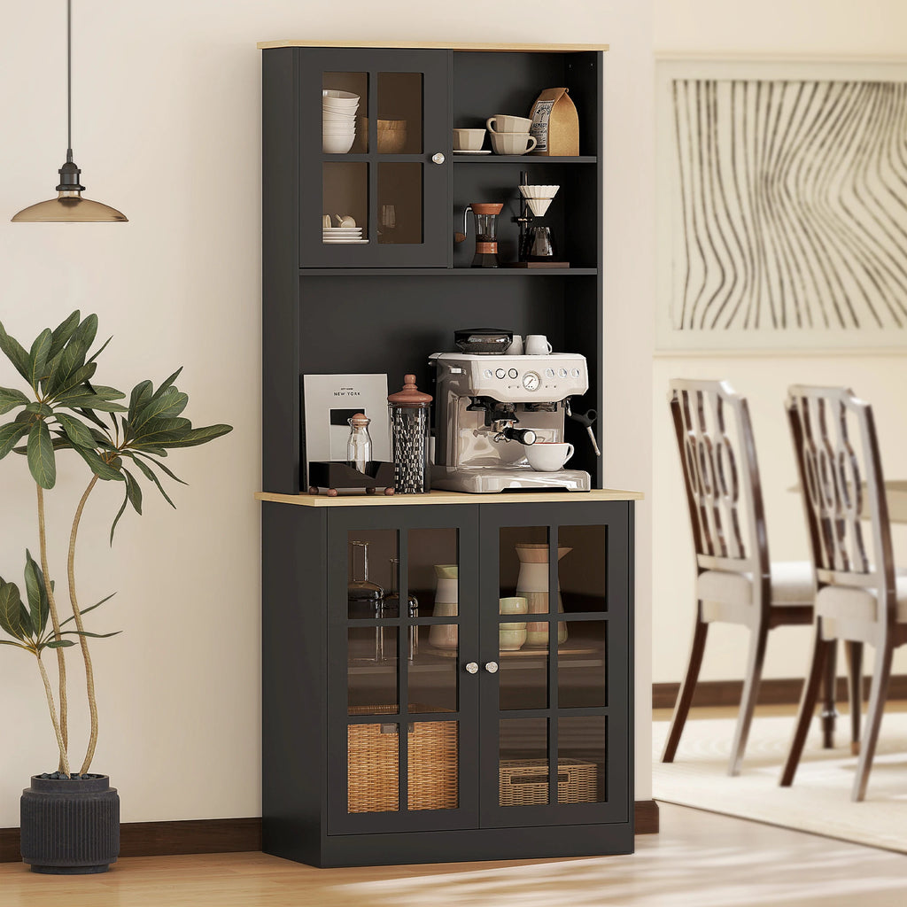 Homcom Kitchen Pantry Storage Cabinet, 72" Freestanding Cabinet with Hutch