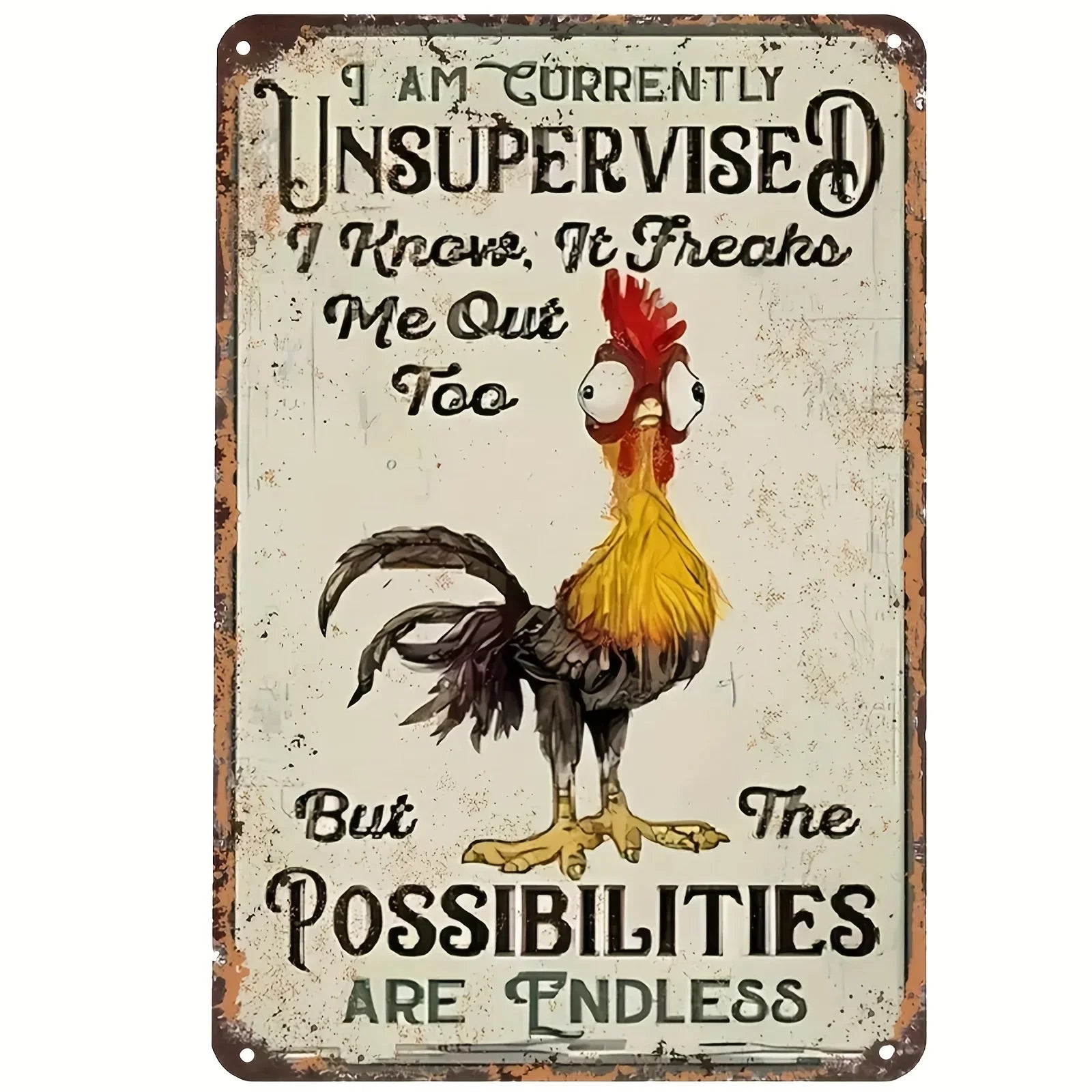 Charming Farm Chickens Vintage Metal Aluminum Signs  Colorful Visual Effect