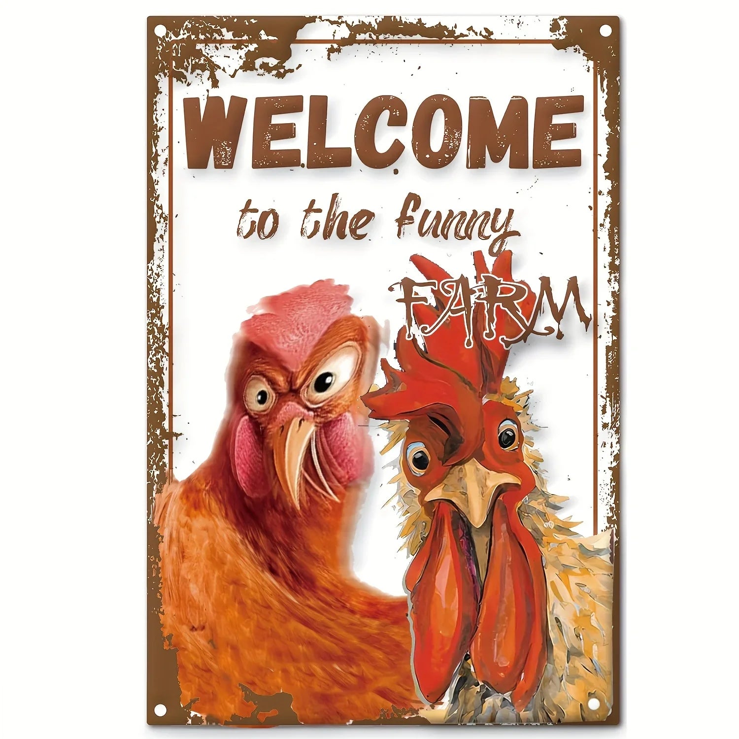 Charming Farm Chickens Vintage Metal Aluminum Signs  Colorful Visual Effect
