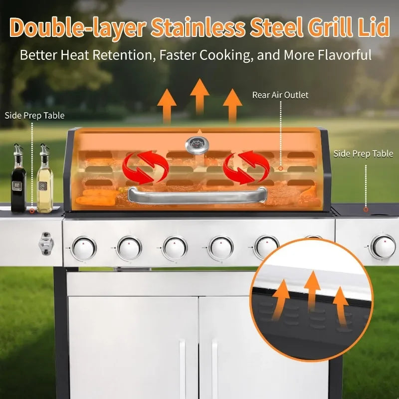 39000 BTU Output Propane Gas Grill with Side Burner