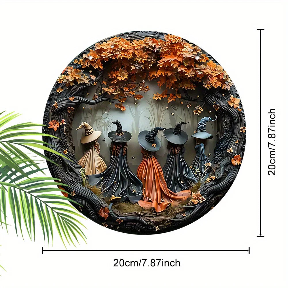 Halloween Gothic Witch Wooden Hanging Tag