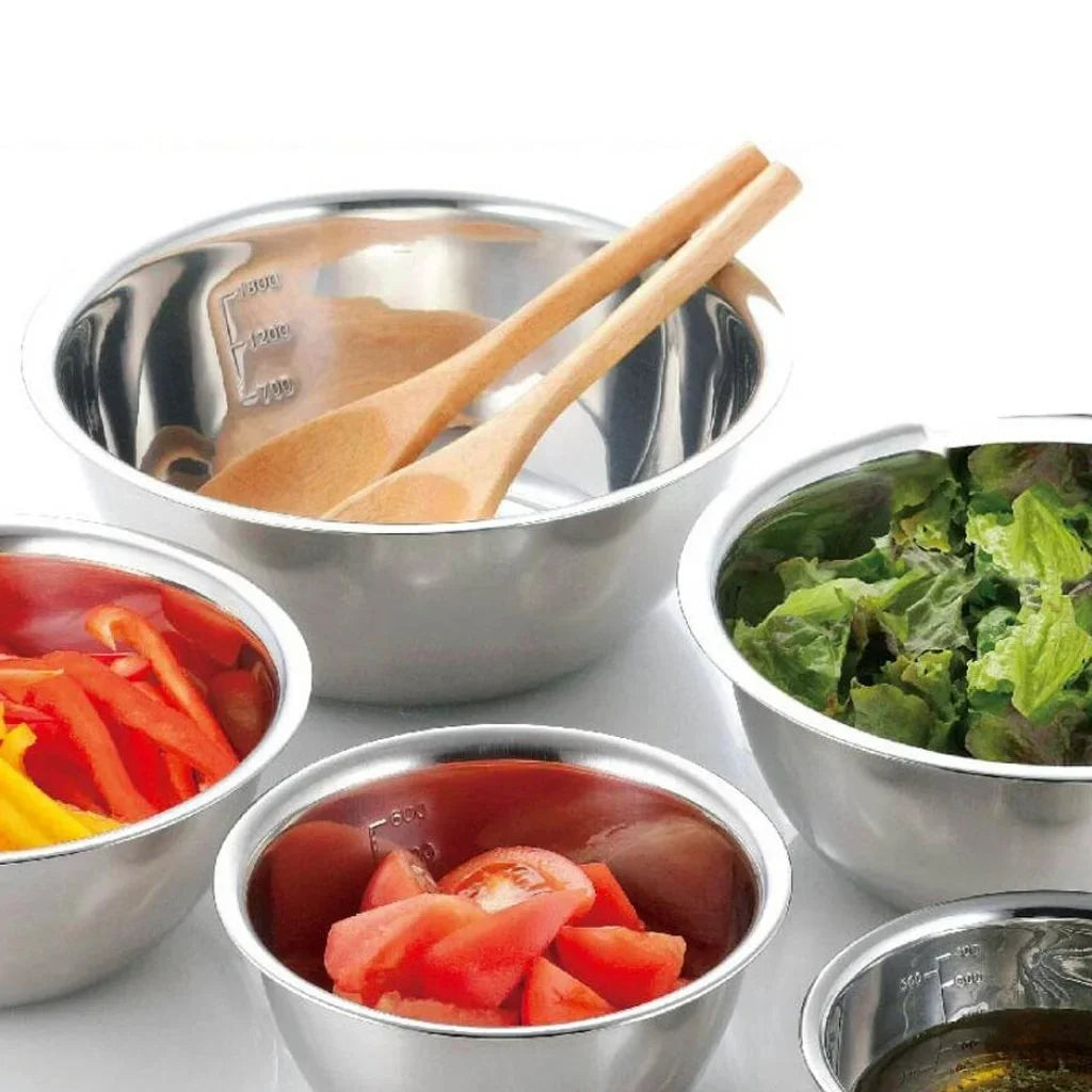 5 Pcs Stainless Steel Mixing Bowl Home Kicthen Outdoor Camping Fishing Cookware Dinnerware