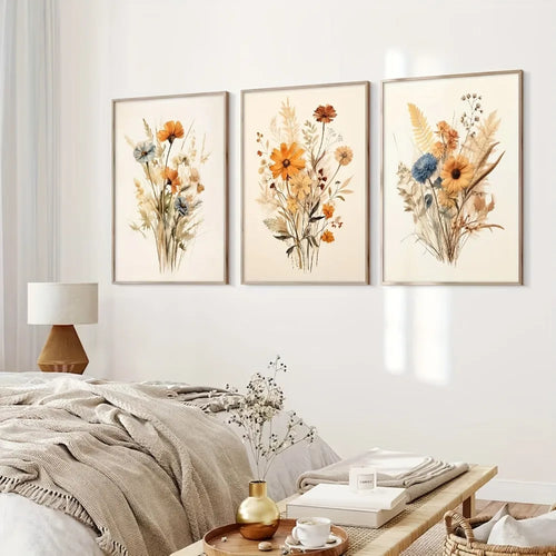 3pcs Frameless,Floral Poster Canvas Painting