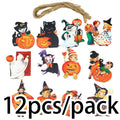 (12pcs/pack)Halloween Wooden Pendant Witch Wooden Ornament