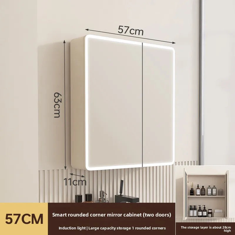 22 Inch Multifunctional Arc Angle Bathroom Mirror Cabinet
