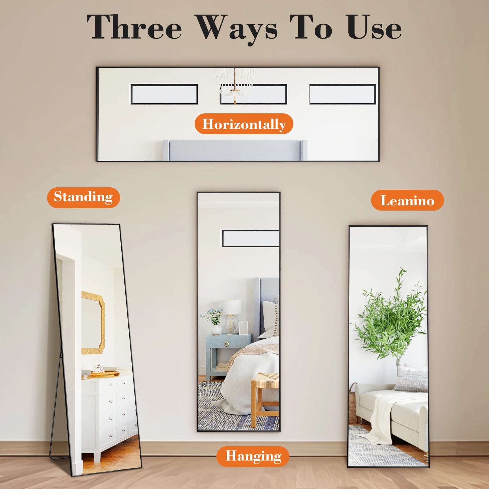 JHK 68"x26" Full Length Mirror with Stand Floor Free Standing Aluminum Frame