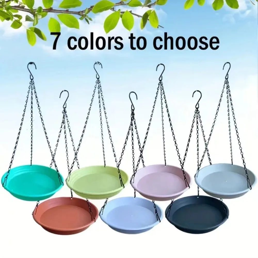 Round Shaped Birds Feeder Birdbath Bowl with Hanging Chain