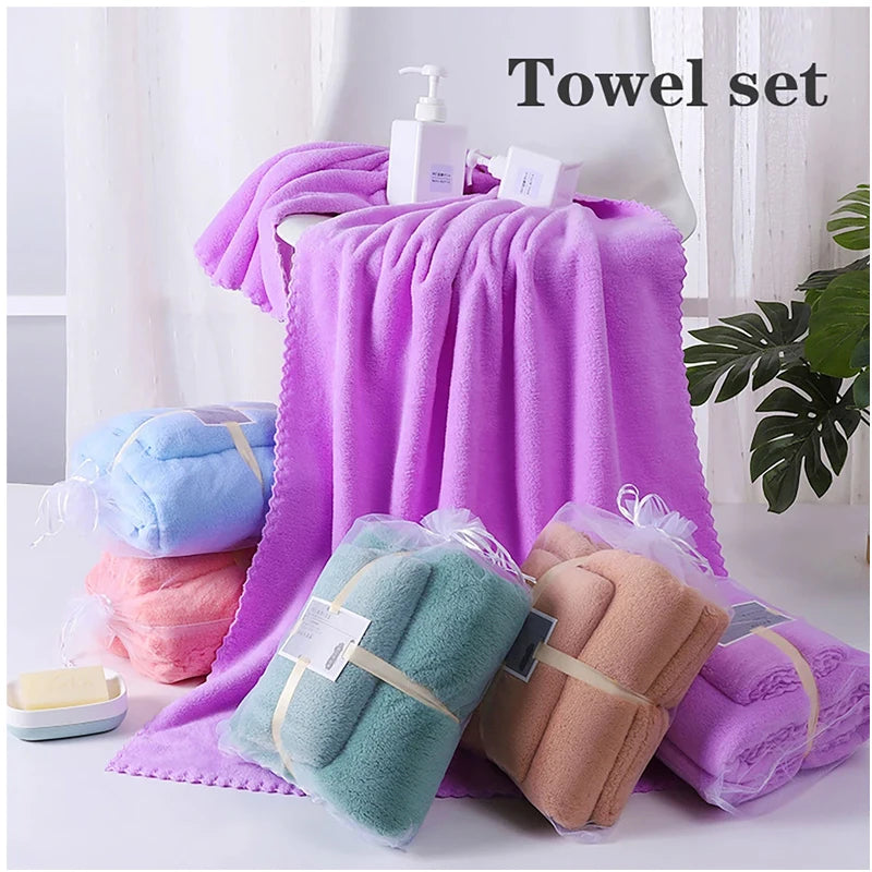 2PC Bath Towels Set Super Soft Highly Absorbent Quick-drying