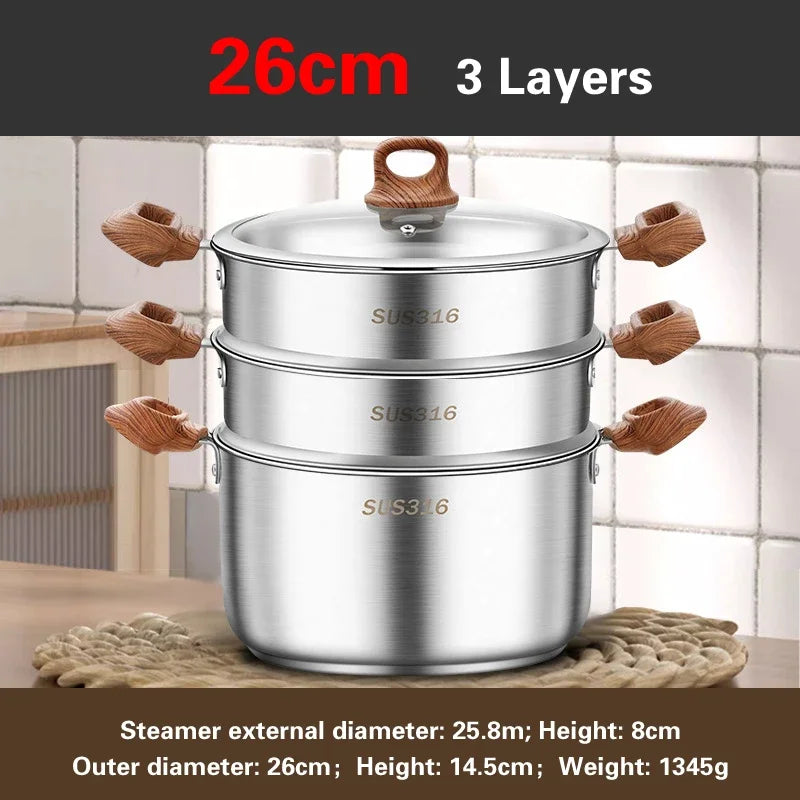 Thickened food grade 316 stainless steel pots Household induction cooker Special soup pot Congee cooking pots Steaming pot