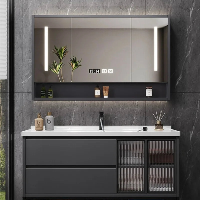 Modern Simple Bathroom Cabinet Combination  Ceramic Integrated Wash Basin Wall-mounted