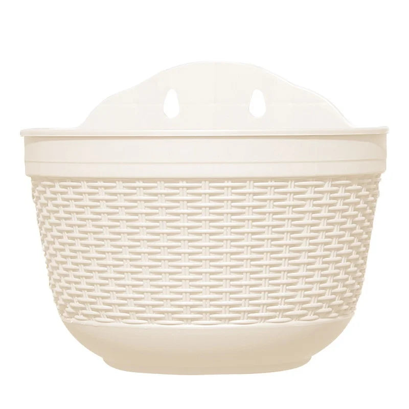 Imitation Rattan Weaving Creative Flower Planter Garden Wall Hanging