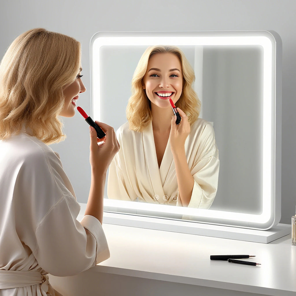 JHK LED Vanity Mirror with Lights Aluminum Frame Dimmable 3 Color Modes Makeup Mirror