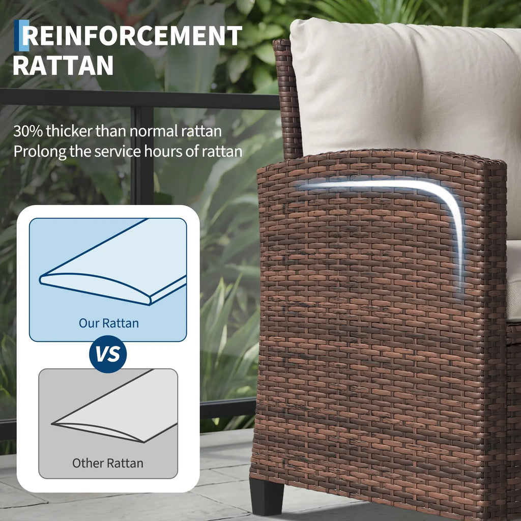 Outdoor Bistro Set 3-Piece Wicker Patio Furniture Rattan Seating With Coffee Table