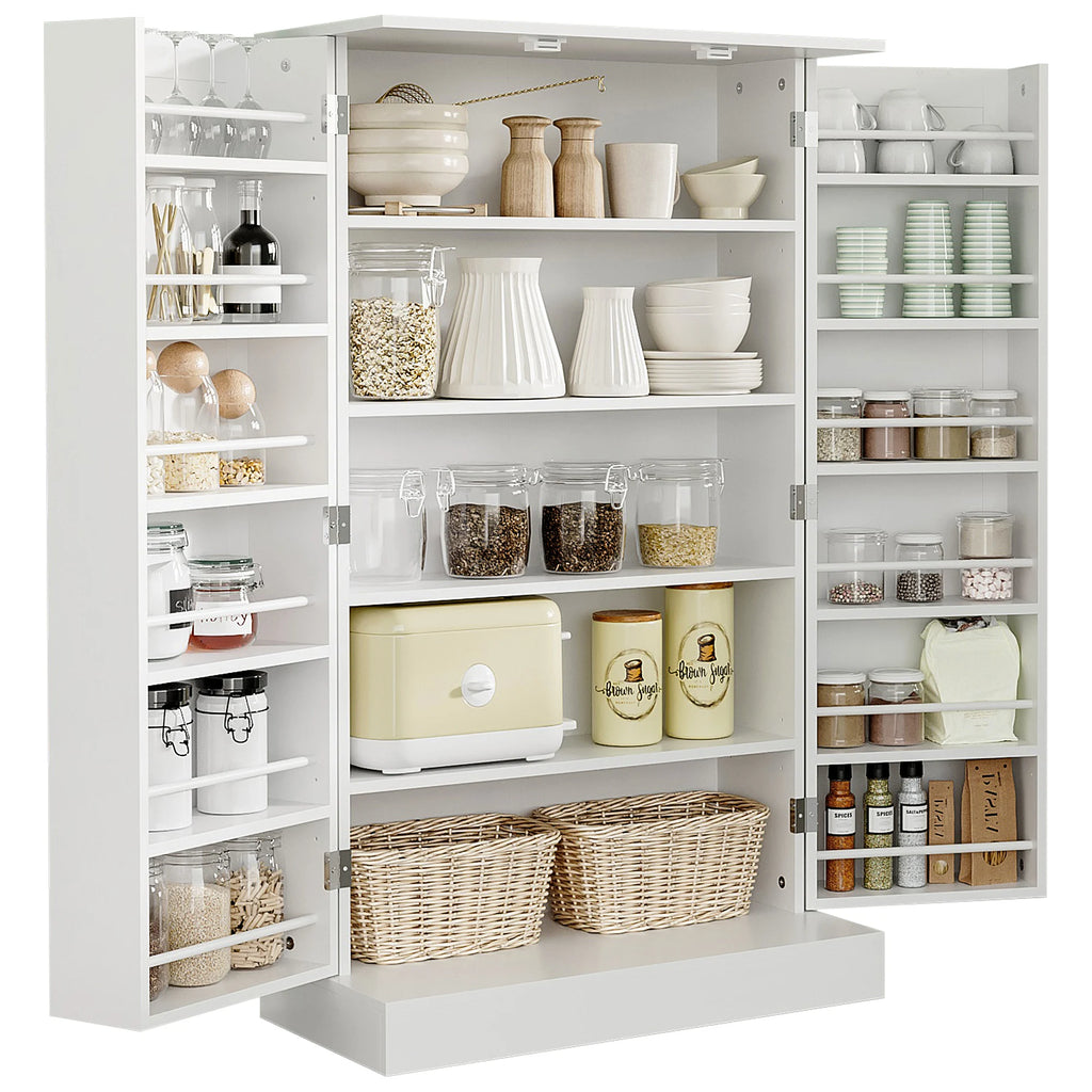 41" Modern Kitchen Pantry Freestanding Storage Cabinet with Double Doors Adjustable Shelves for Living Room - White