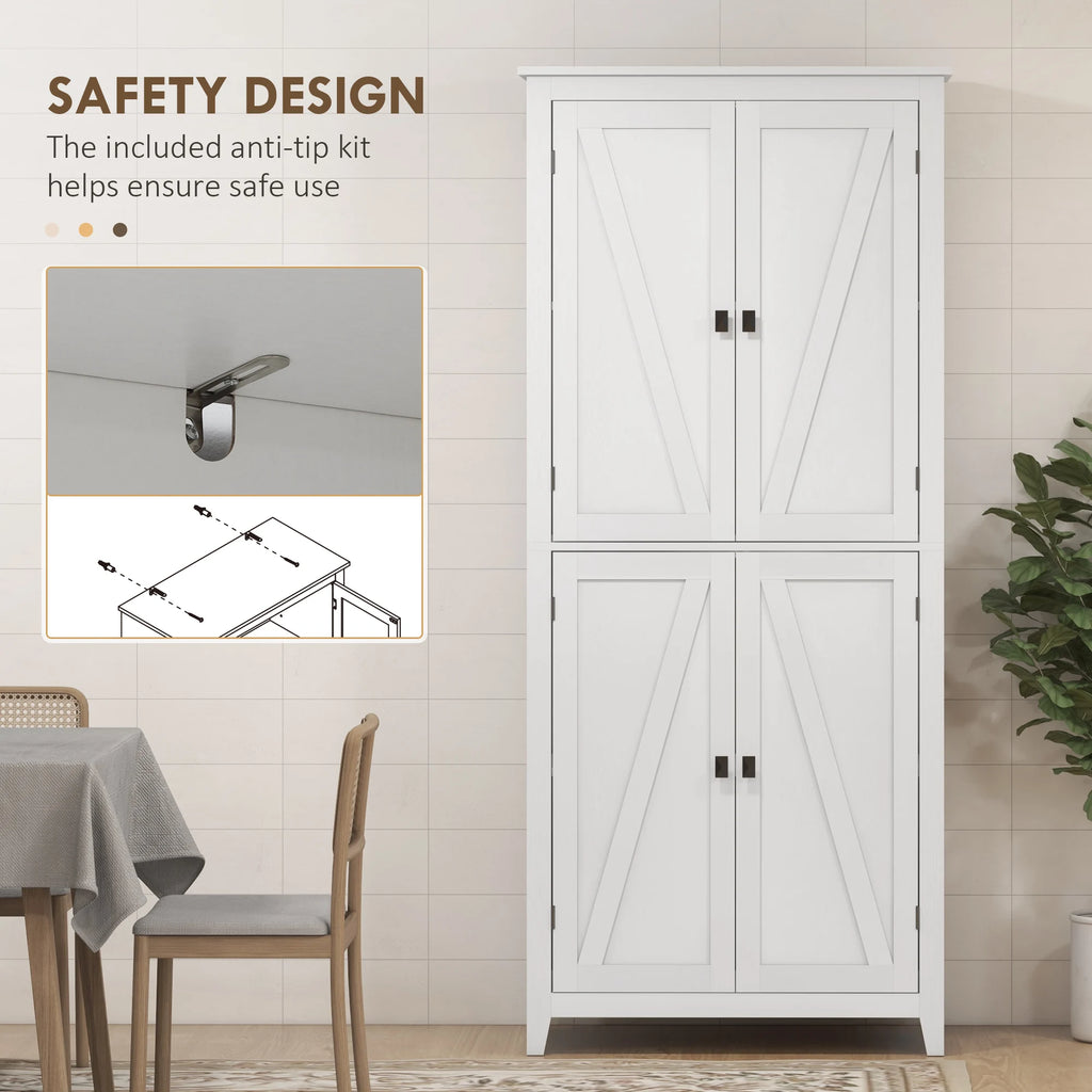 72" Freestanding Farmhouse Kitchen Pantry Cabinet