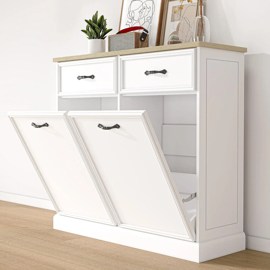 Trash Cabinet Tilt Out, Hidden Trash Can Cabinet 10 Gallon Storage Holder