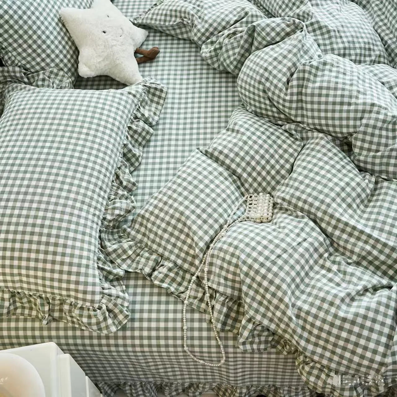 3 Piece  plaid duvet cover Set For All Season