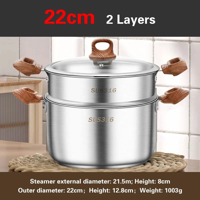 Thickened food grade 316 stainless steel pots Household induction cooker Special soup pot Congee cooking pots Steaming pot