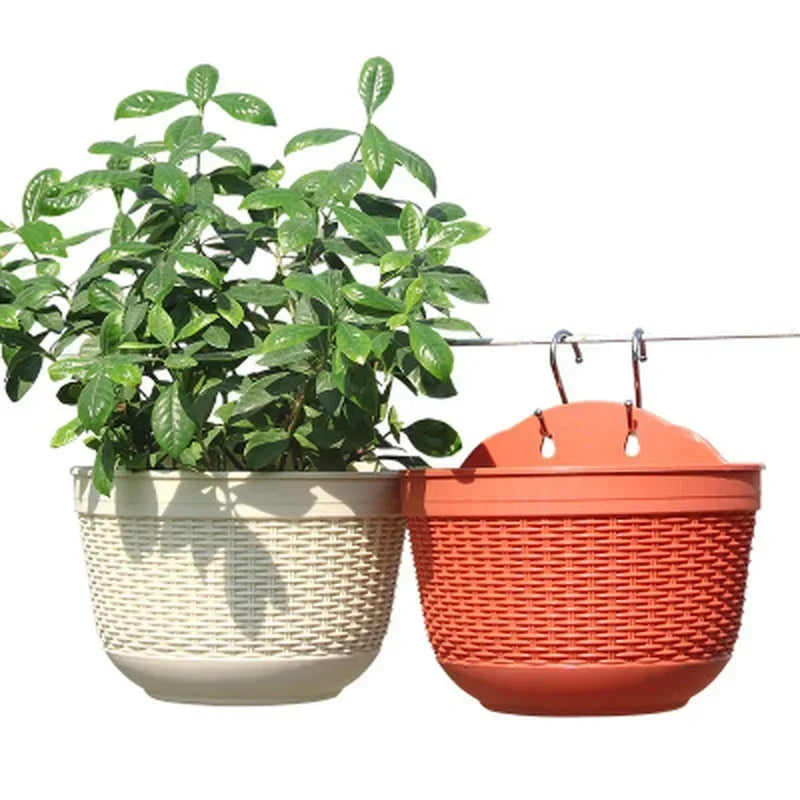 Imitation Rattan Weaving Creative Flower Planter Garden Wall Hanging