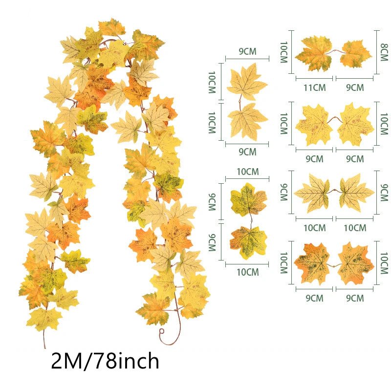 100/200CM Autumn Artificial Maple Leaf Garland Vine