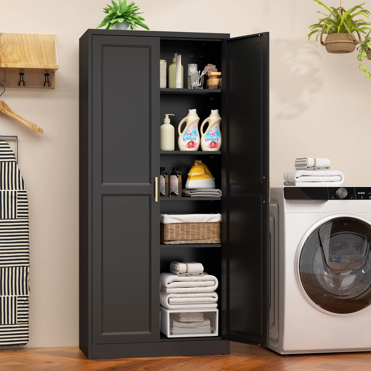 Pantry Cabinet 71" Metal Storage Cabinet with Doors and Shelves