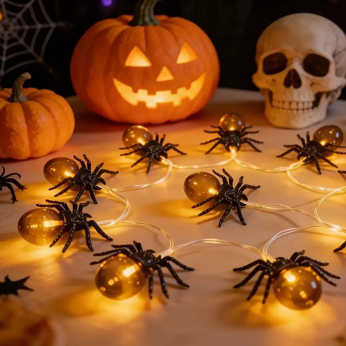 10LED Spider String Lights Halloween Decorations Battery Powered  Indoor Outdoor