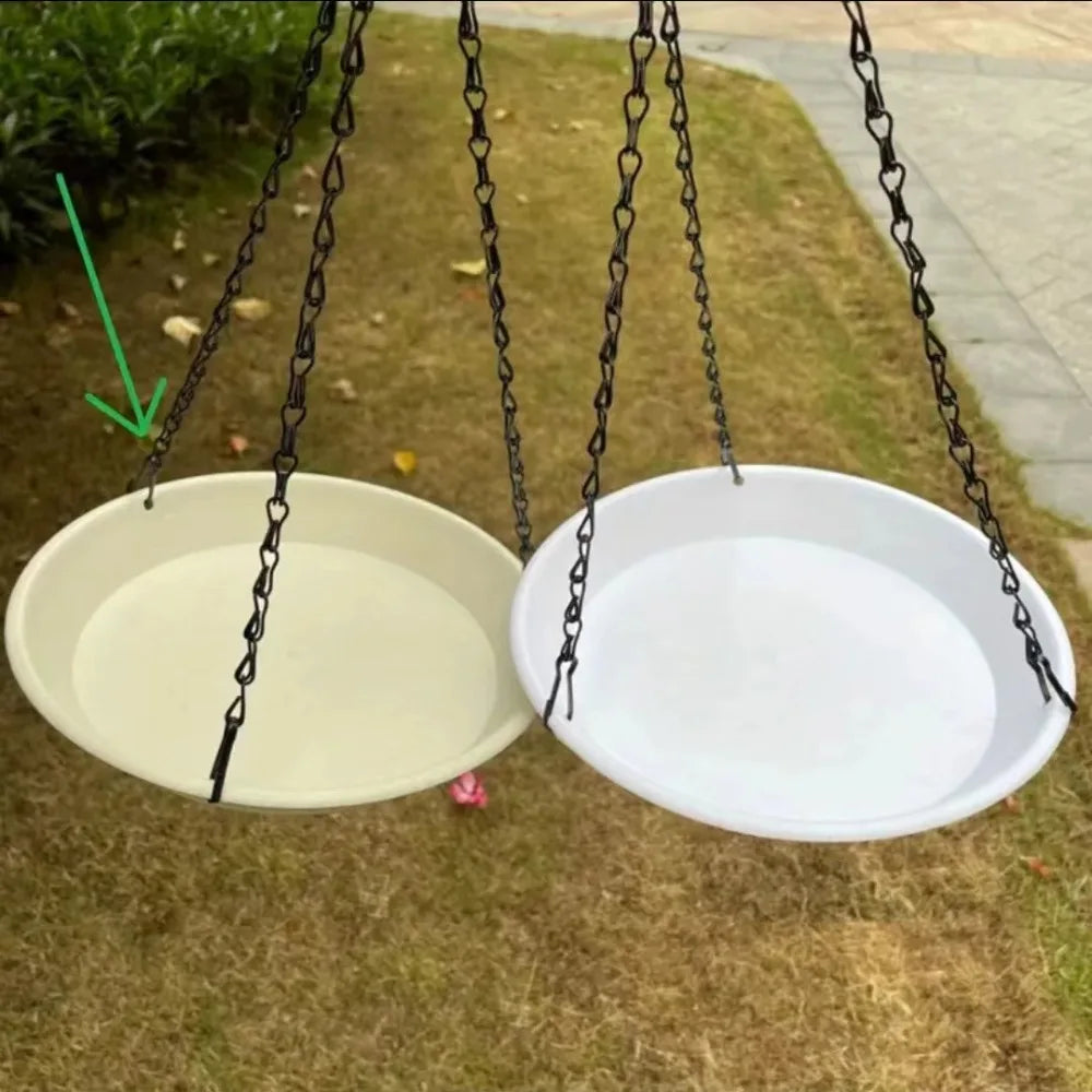 Round Shaped Birds Feeder Birdbath Bowl with Hanging Chain