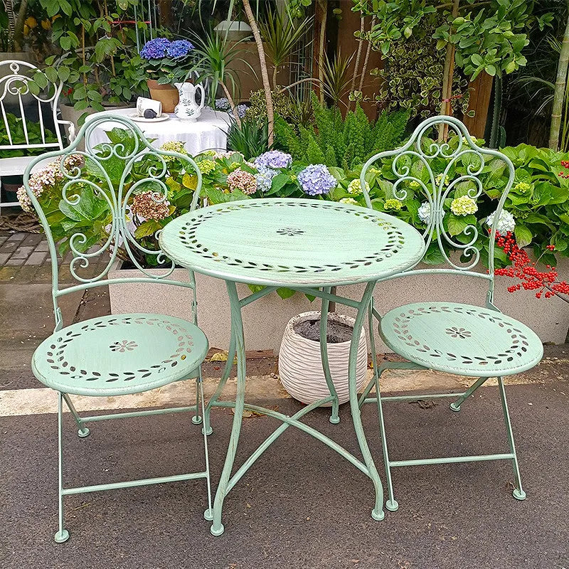 French Country Iron Table and Chairs Outdoor Patio Furniture