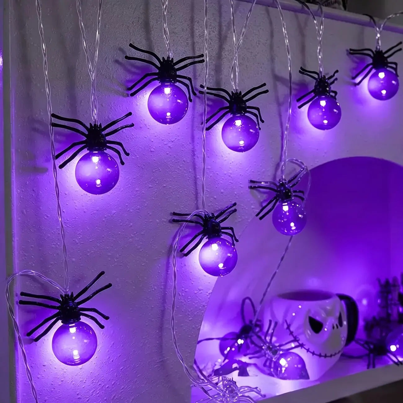 10LED Spider String Lights Halloween Decorations Battery Powered  Indoor Outdoor