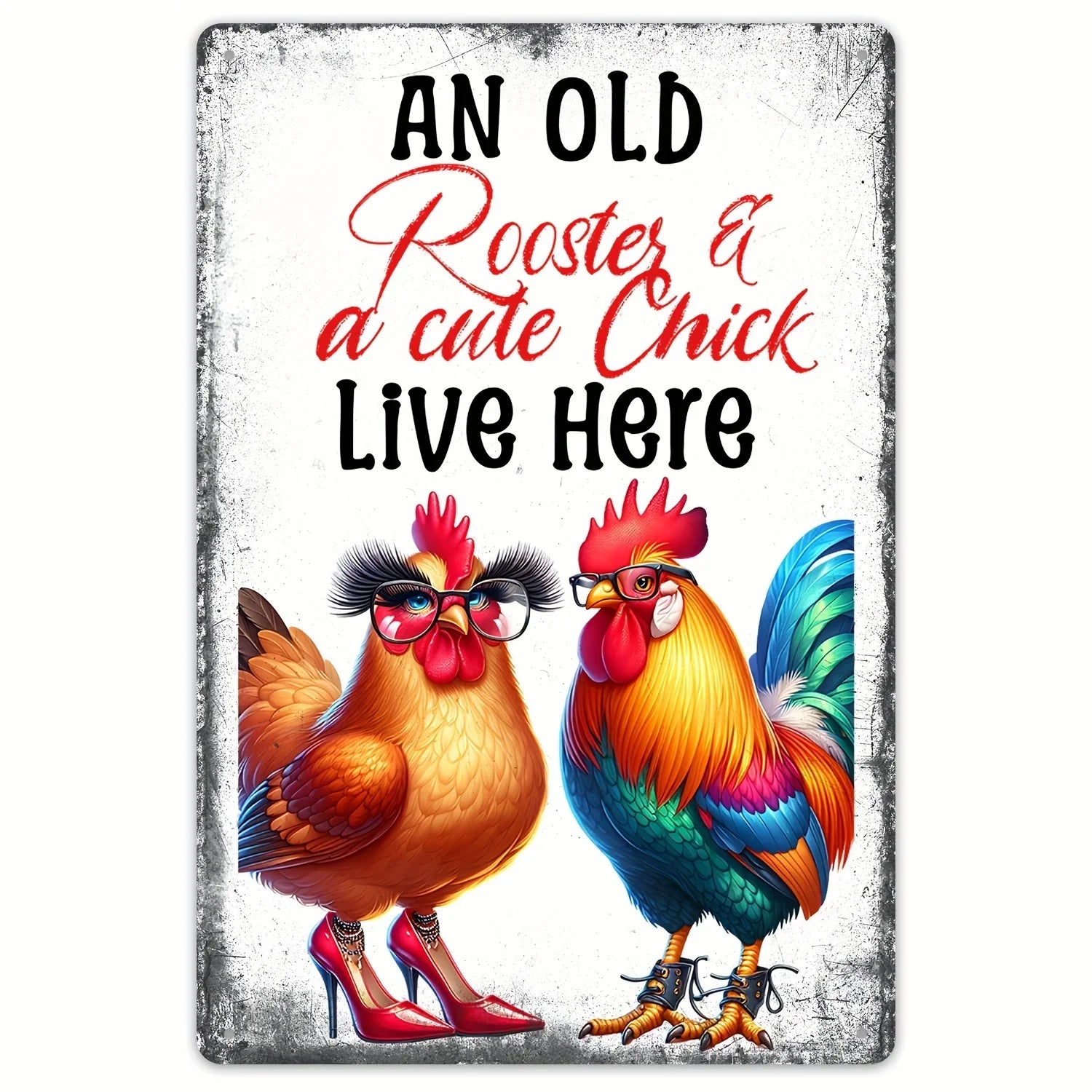 Charming Farm Chickens Vintage Metal Aluminum Signs  Colorful Visual Effect
