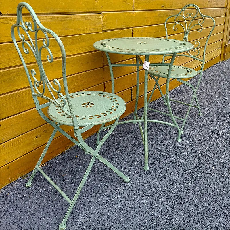 French Country Iron Table and Chairs Outdoor Patio Furniture