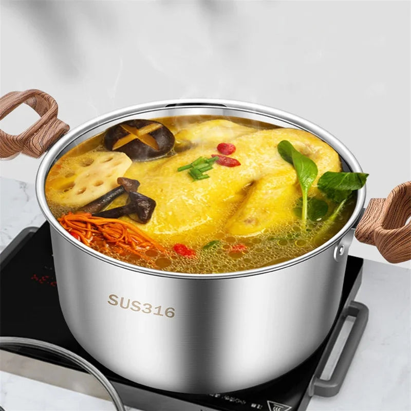 Thickened food grade 316 stainless steel pots Household induction cooker Special soup pot Congee cooking pots Steaming pot