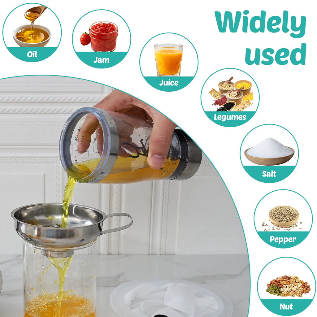 3/6 Pcs Stainless Steel Wide Mouth Funnel with Strainer and Handle