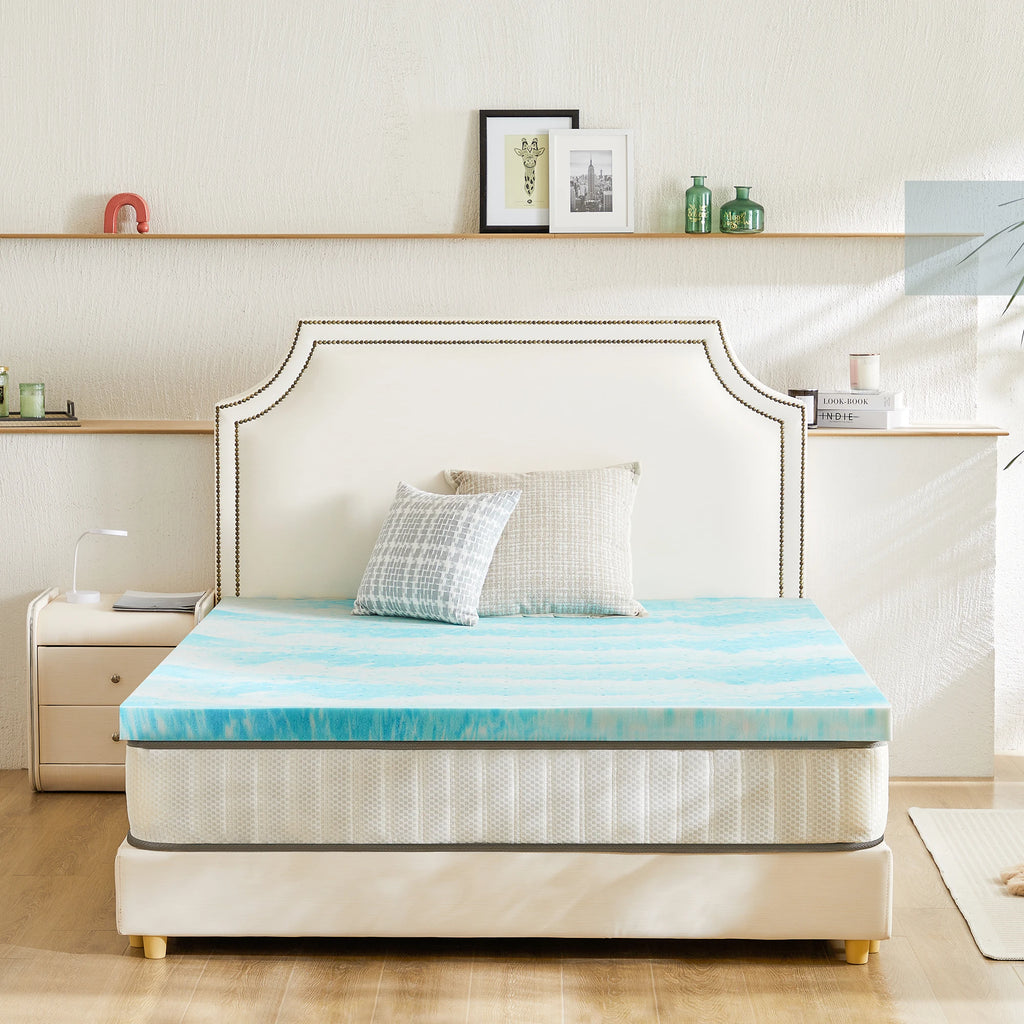 JHK 2-4 Inch Memory Foam Soft Mattress Topper Thick Gel Cooling Mattress Soft and Breathable Bed Topper