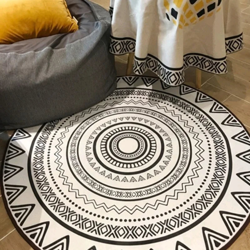 Round Boho Mandala  Non-slip Soft Area Rug, Absorbent Floor Carpet.