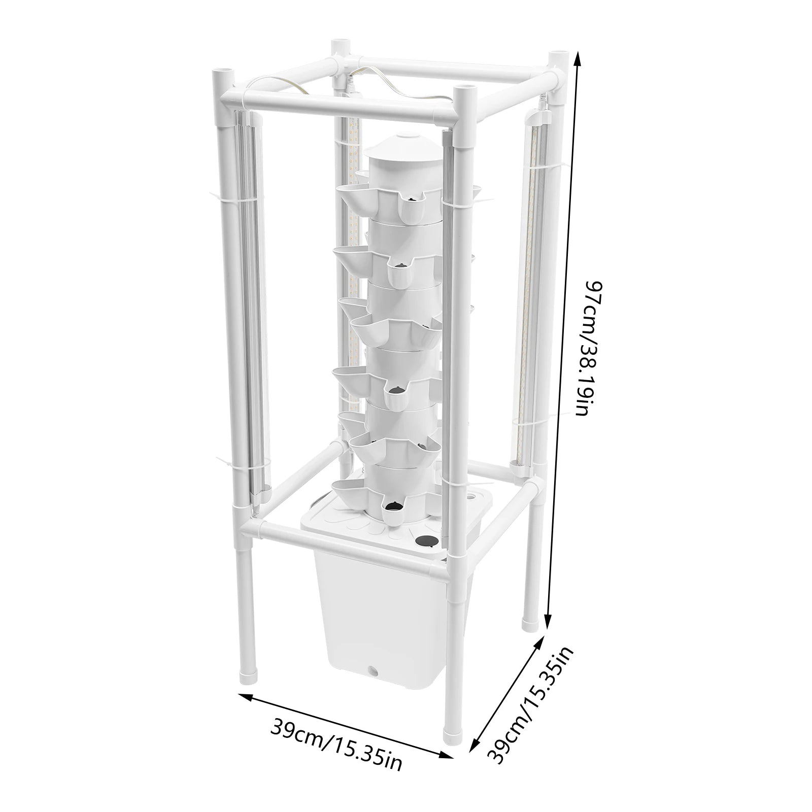 6-Tiers 30 Planting Holes Hydroponics Vertical Growing Kit,  Vegetable Grower with LED & Water Tank