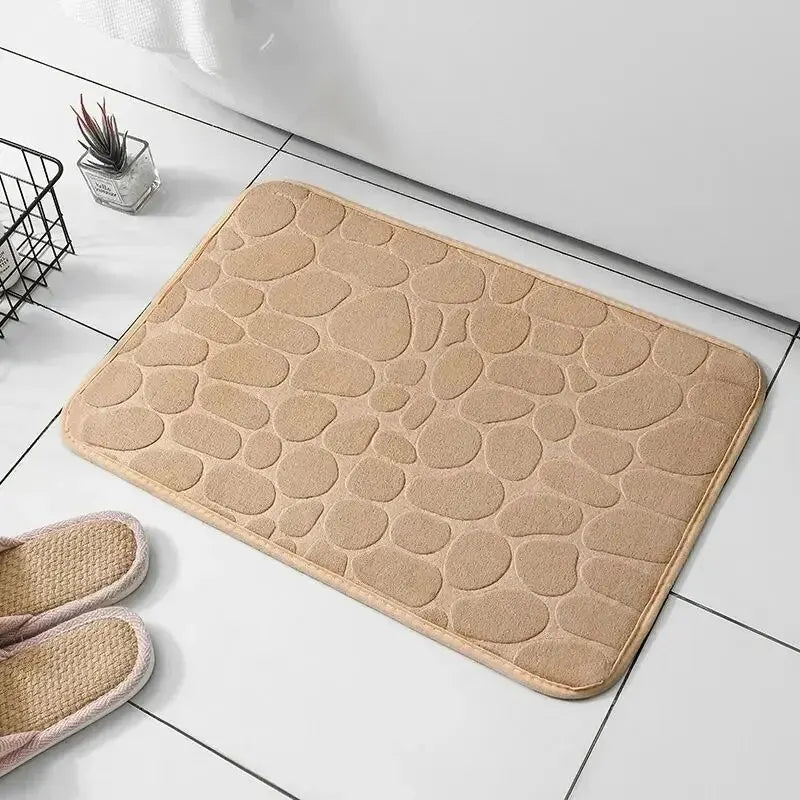 1pc embossed fiber carpet With Cobble stone Texture.