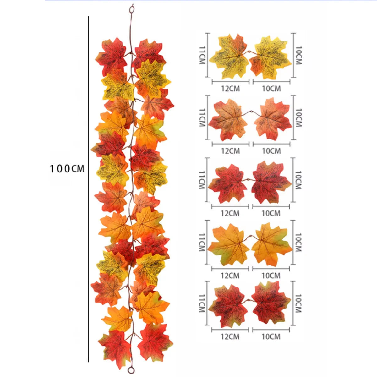 100/200CM Autumn Artificial Maple Leaf Garland Vine