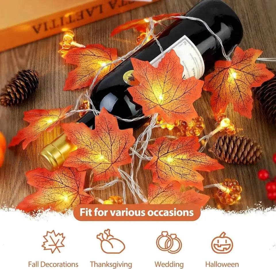 59in/118in Halloween Pumpkin Maple Leaves String Lights