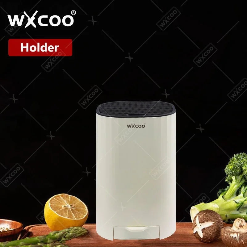 WXCOO Stainless Steel Chef Knife Laser Damascus Pattern Slicing Scissors Cleaver Fruit Knife Holder Household Kitchen Knife