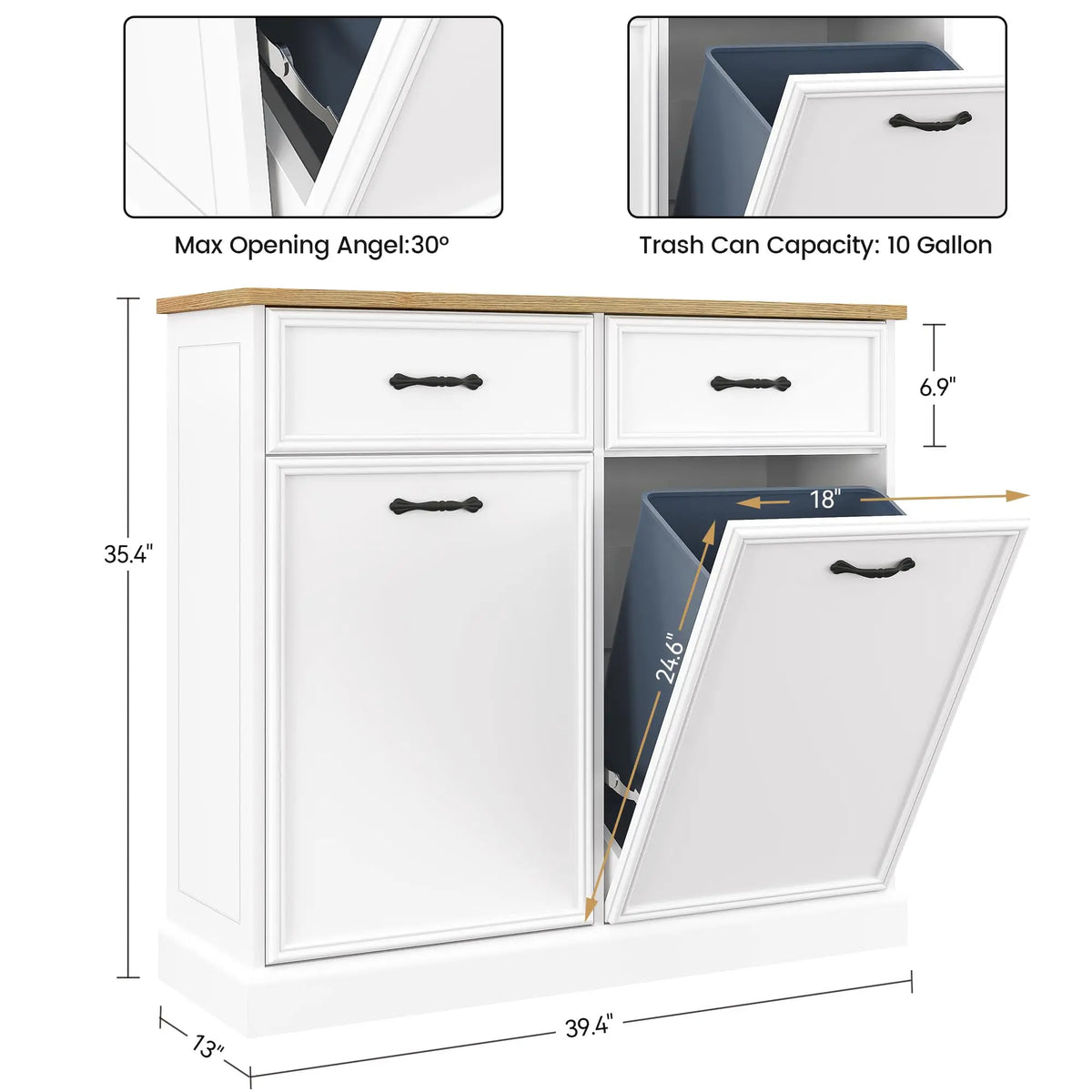 Trash Cabinet Tilt Out, Hidden Trash Can Cabinet 10 Gallon Storage Holder