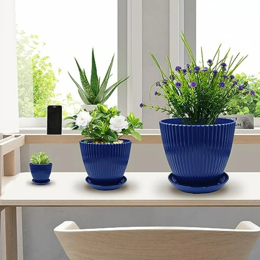 Plant Pots with Saucers and Drain Holes