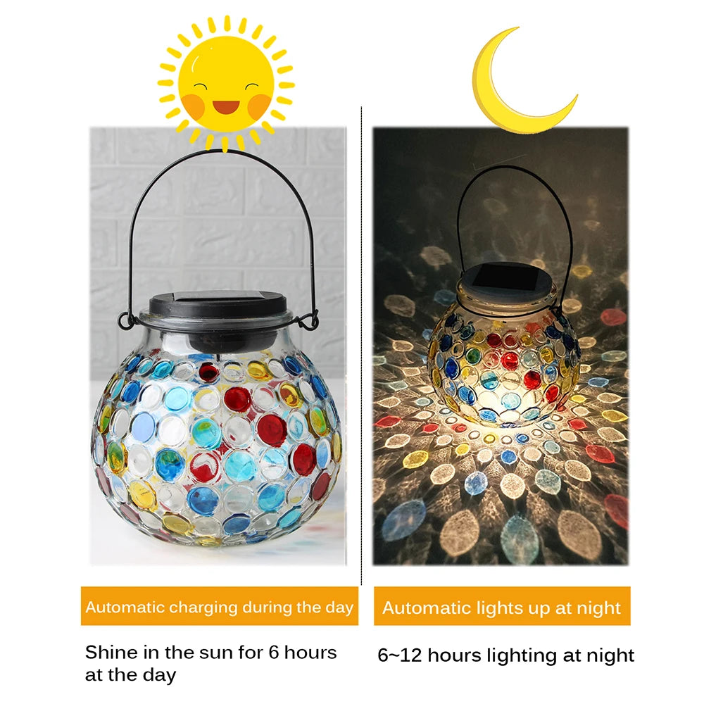 LED Solar Lights Outdoors Glass Bottle Jar Table Lamp Solar Pendant Night Light