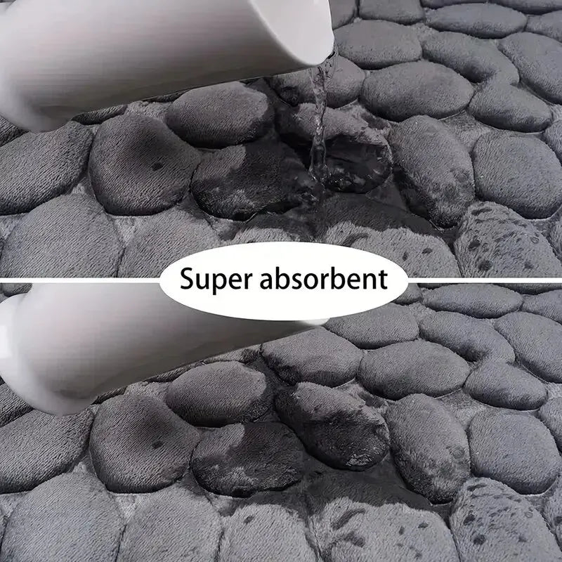 1pc embossed fiber carpet With Cobble stone Texture.