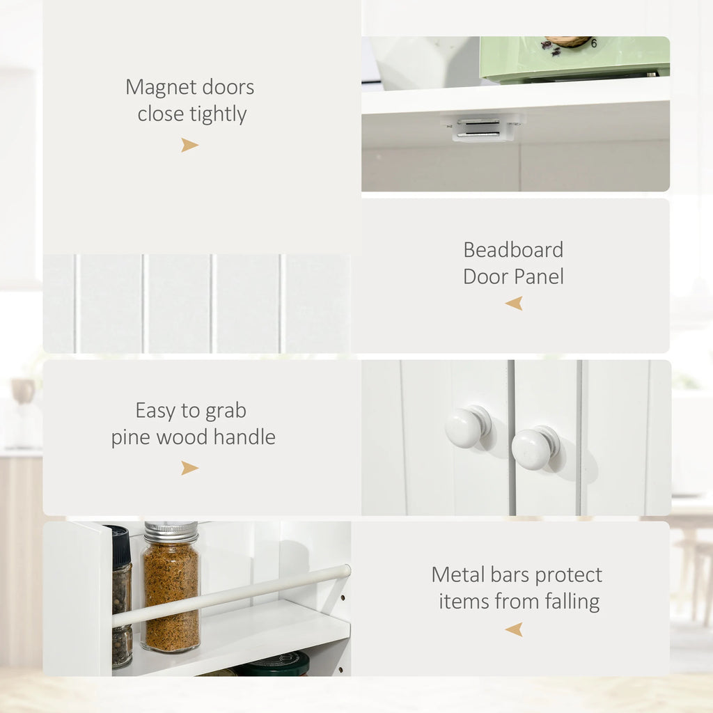 41" Modern Kitchen Pantry Freestanding Storage Cabinet with Double Doors Adjustable Shelves for Living Room - White