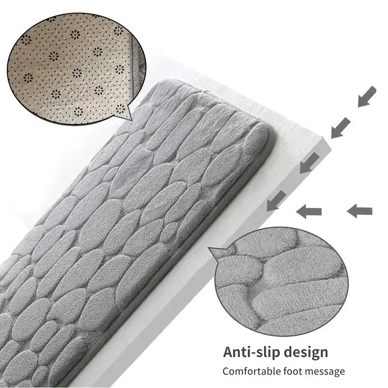 1pc embossed fiber carpet With Cobble stone Texture.