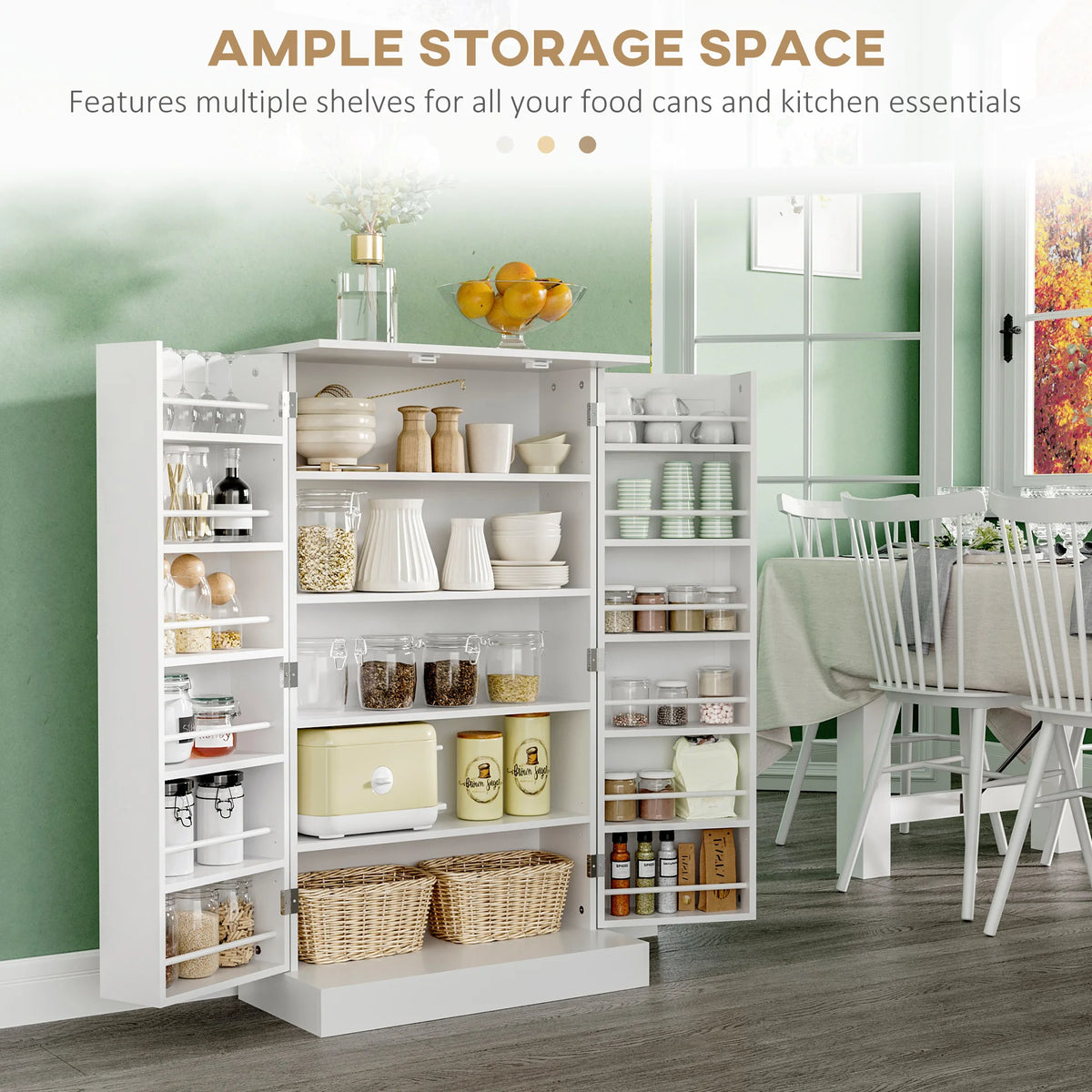 41" Modern Kitchen Pantry Freestanding Storage Cabinet with Double Doors Adjustable Shelves for Living Room - White
