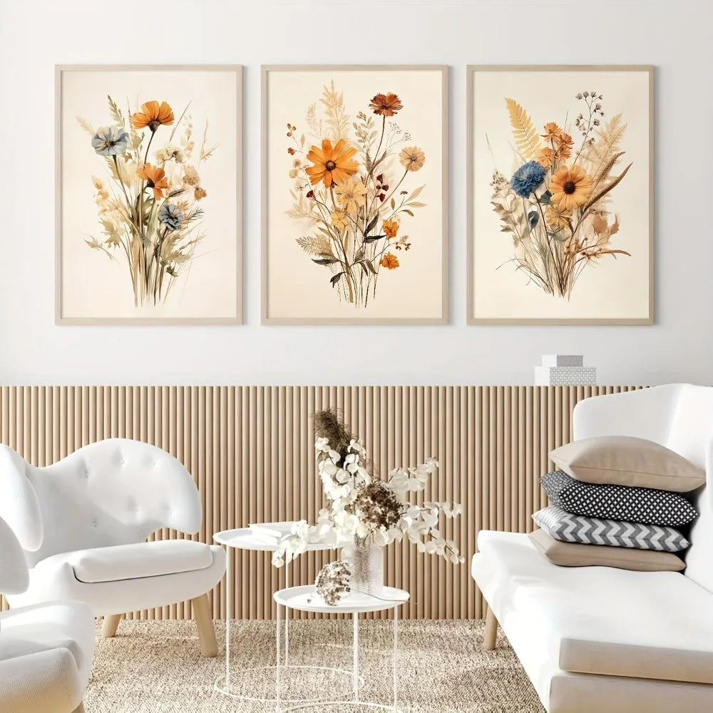 3pcs Frameless,Floral Poster Canvas Painting
