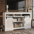 Farmhouse TV Stand with Sliding Barn Doors for 65+ Inch TV,